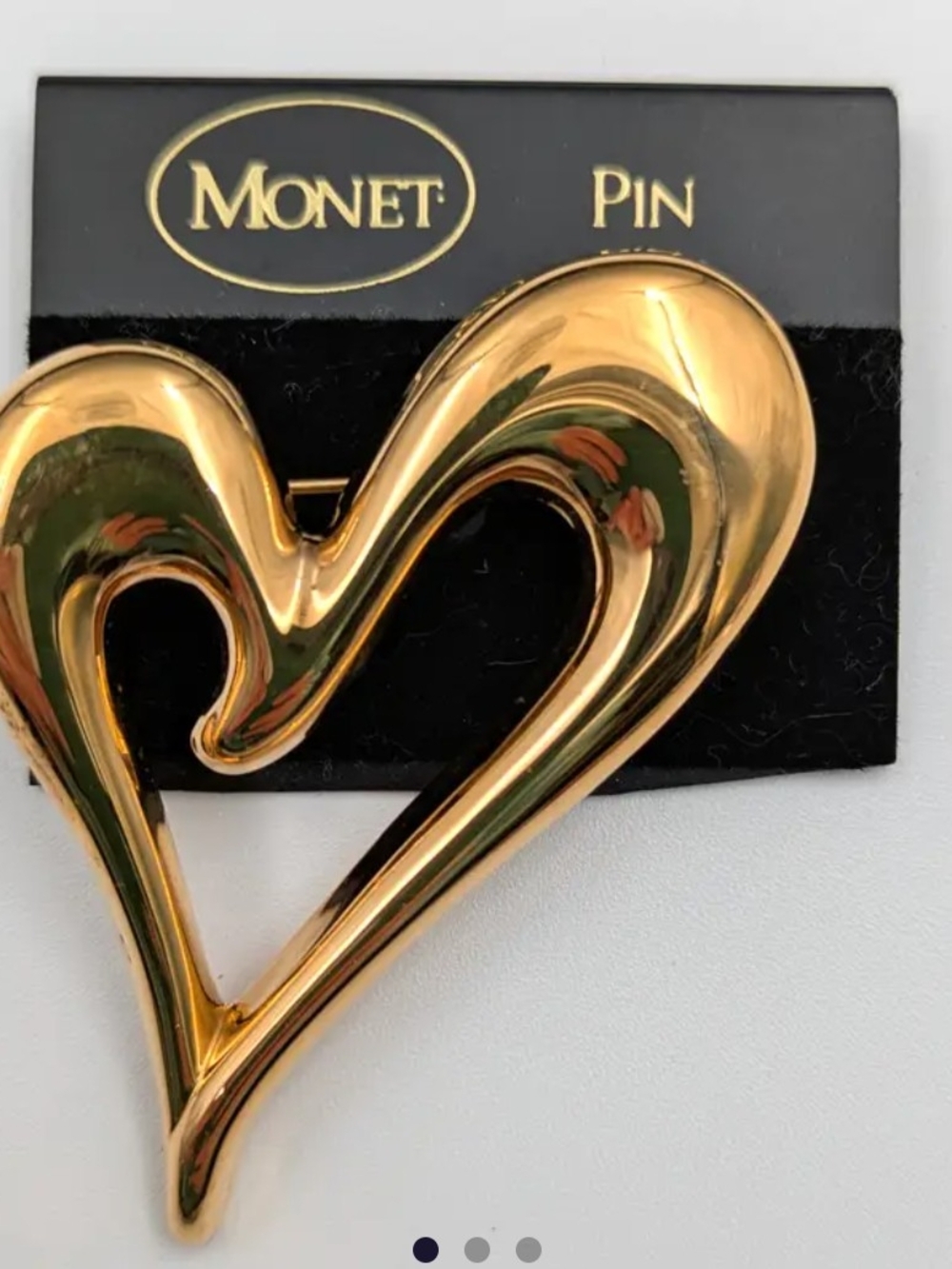 Monet Goldtone Sculptural Heart Pin Brooch